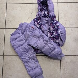 OneKid down road coat and snow pants size 3 purple raptor/lilac